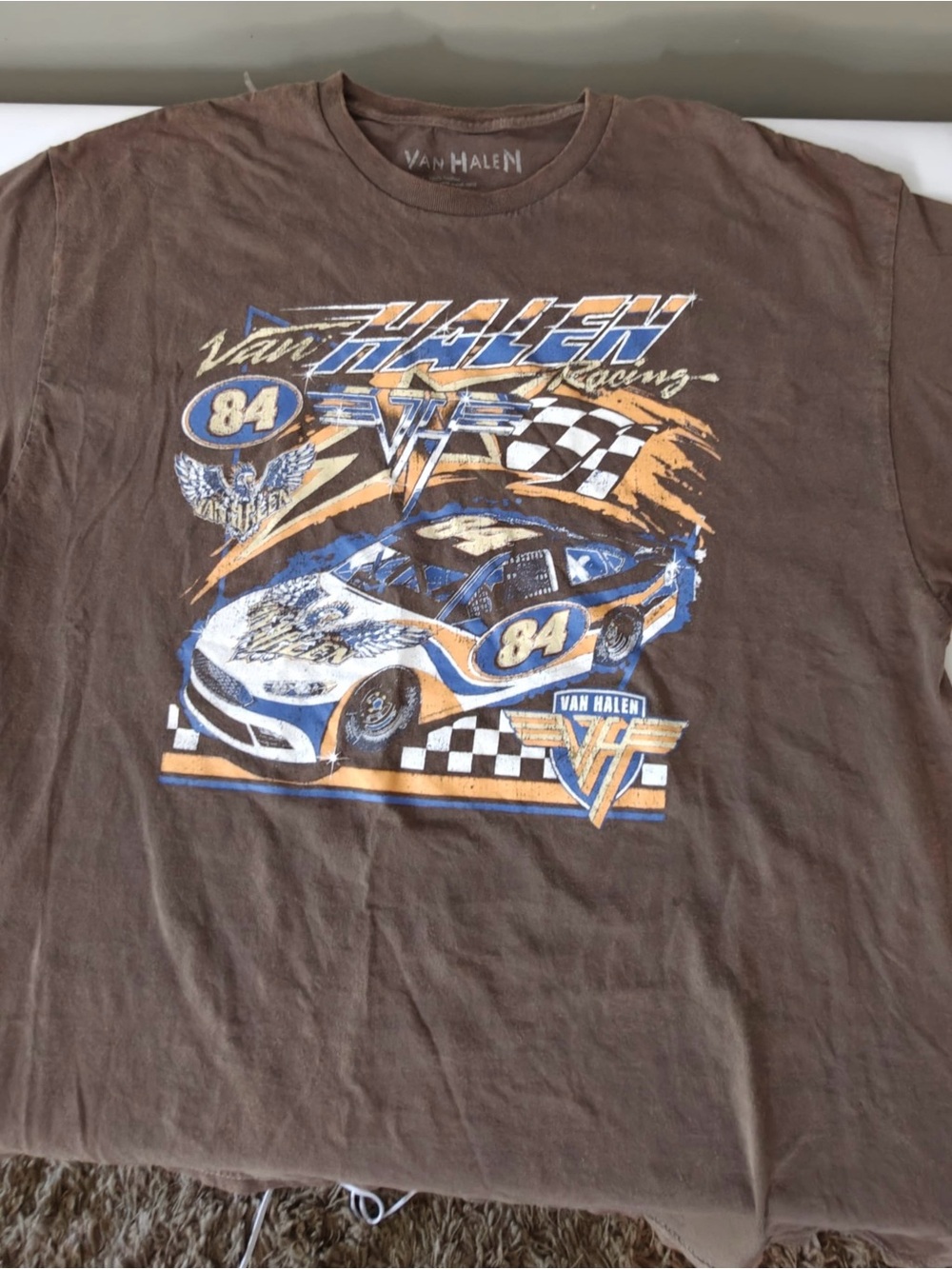 Van Halen Racing Graphic Tee - Brown with Blue & Orange